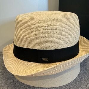 Saint Laurent Straw Fedora Hat with Black Band